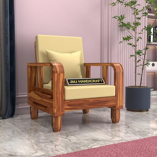 Image of Solid Sheesham Wood Single Seater Sofa - Perfect Sofa Chair for Your Elegant Living Room (Design 17)
