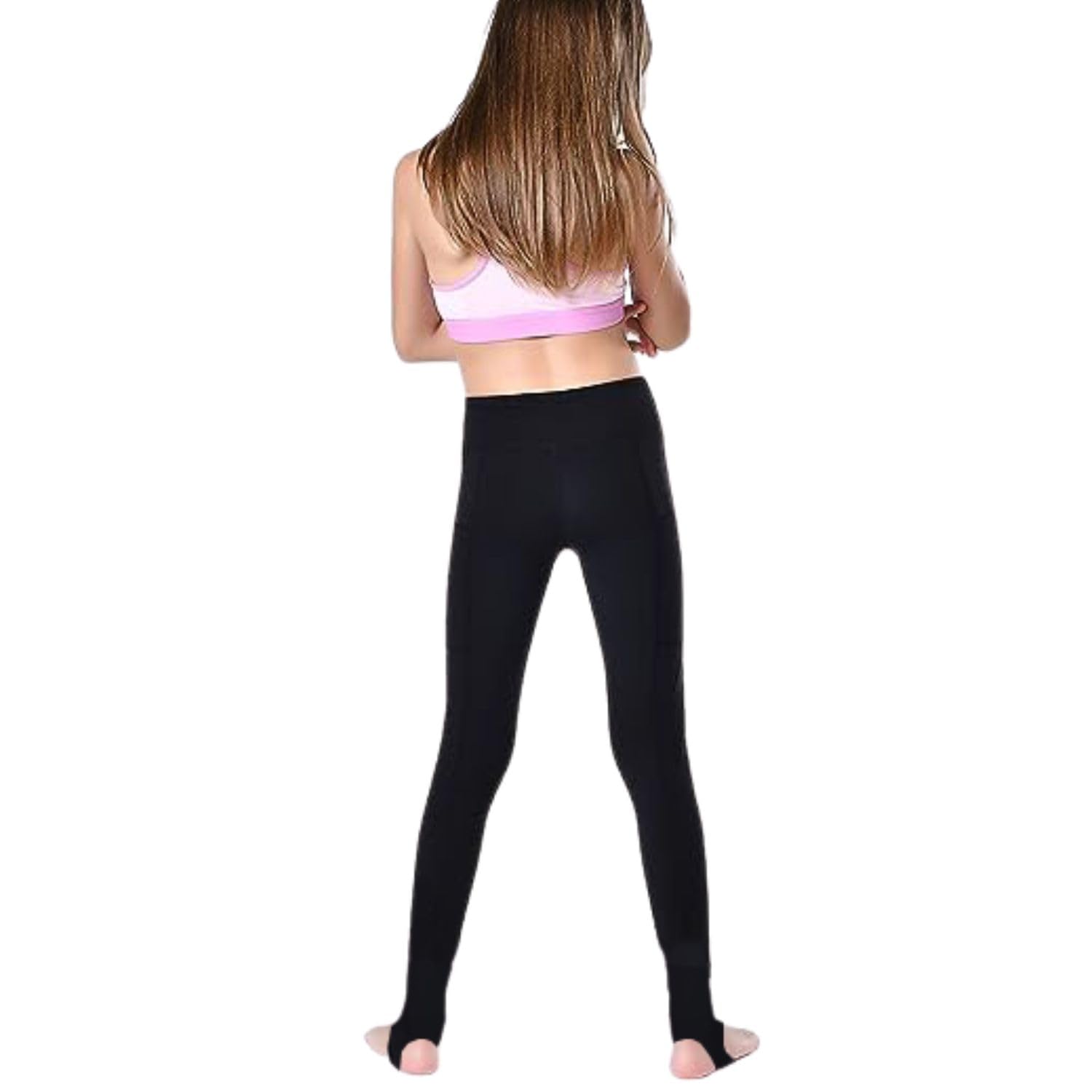 Leggings da danza con staffa, per ragazze, per danza, yoga, pattinaggio