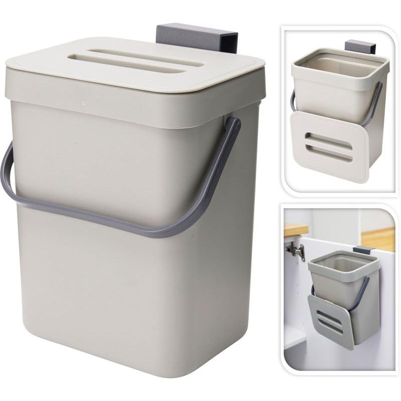 Rajani Small 3 Litre Waste Bin Grey Polypropylene Plastic Household Rubbish Dustbin for Bathroom Bedroom and Office Desk Side