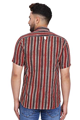 Image of WINTAGE Men's Jaipur Bagru Cotton Tropical Hawaiian Batik Casual Shirt -Multiple Colors