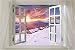 window ONTO WINTER HUTS scenic poster 24X36 SUNRISE snow sky GOLDEN rare