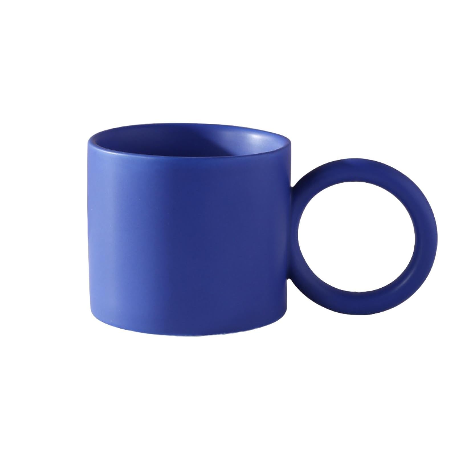 Taza de desayuno de avena simple de 350 ml, taza de cerámica de oreja grande, azul, 401-500 ml