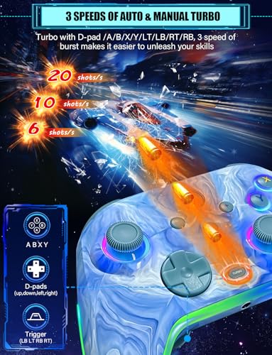 Image of RJAD Switch Controllers Wireless for Nintendo Switch /Lite /OLED /Switch 2, 1200mAh Pro Controller, 10 Colors LED Switch Light up Gamepad, Switch Turbo Remote with Turbo /Gyro /Vibration /Motion Control