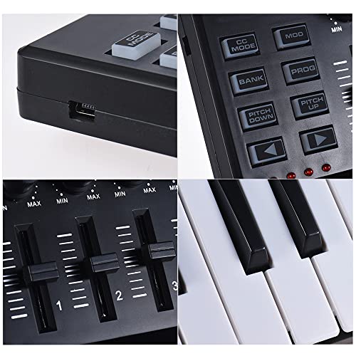 ノーブランド品 MIDI コントローラー、MINI 25 キー超ポータブル USB MIDI キーボード コントローラー 8 つのカラフルなバックライト付きトリガー パッド の商品画像 7