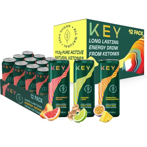 KEY 24-Pack Combo Bundle - Ketone Energy Drink - Variety Pack 12pk & Grapefruit Peach 12pk - Sugar Free, All Natural, Long Lasting Energy