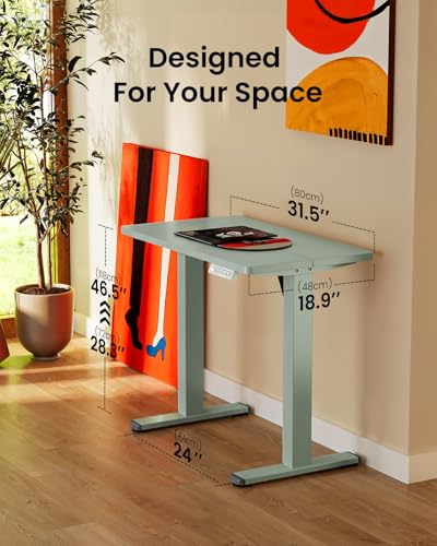 Image of ErGear Height Adjustable Electric Standing Desk, 32 x 19 Inches Sit Stand up Desk, Memory Computer Home Office Desk,Green