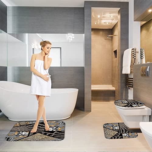 TiaoTian Badematten Set 3 teilig 50x80 Barock Badezimmerteppich Set 3D WC Vorleger Set rutschfeste Badematte… – Bild 5