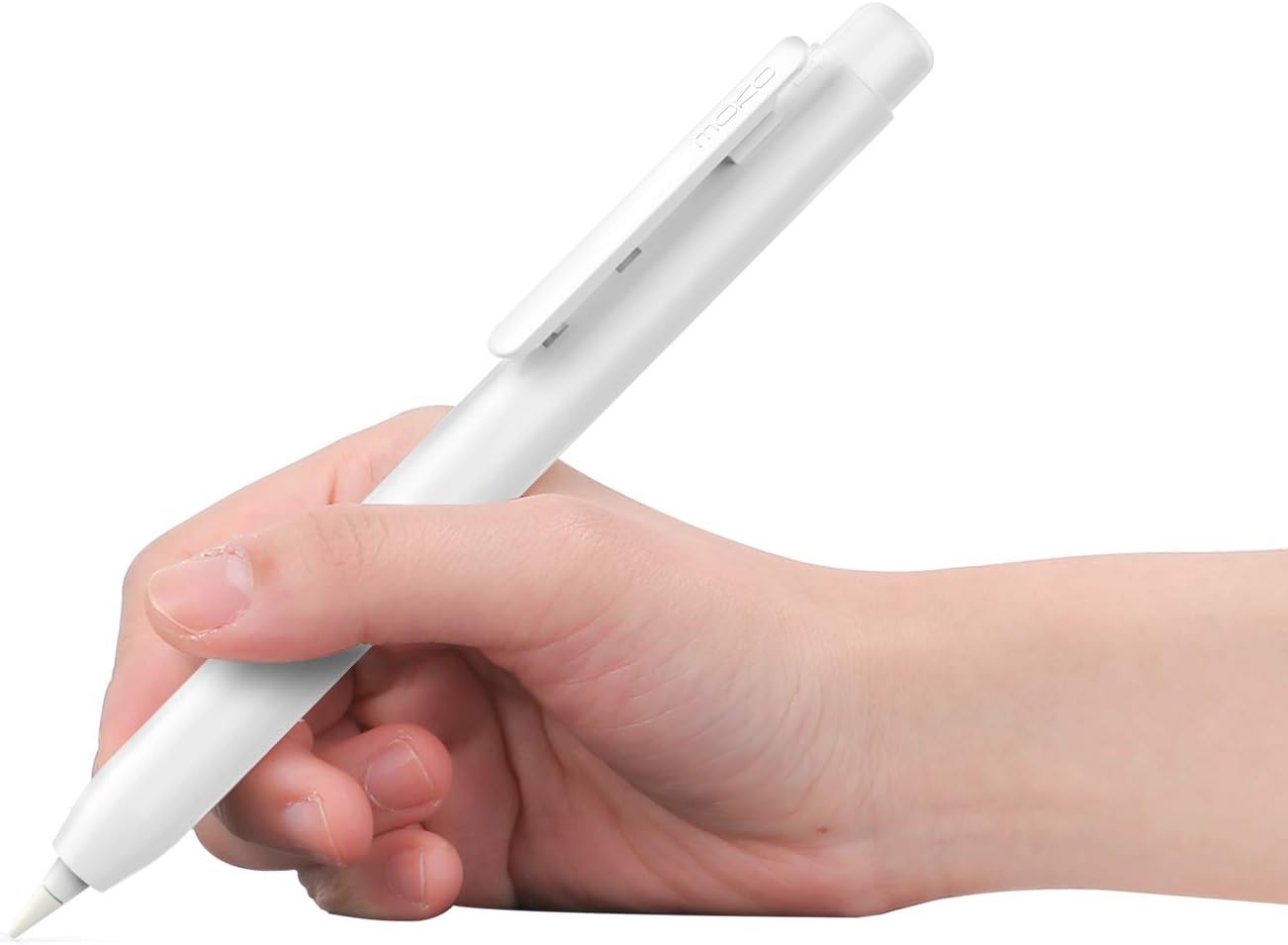 MoKo Holder Case for Apple Pencil 1st Generation, Retractable Apple Pencil 1st Case Protective iPad Pencil Sleeve Skin Cover with Clip, White