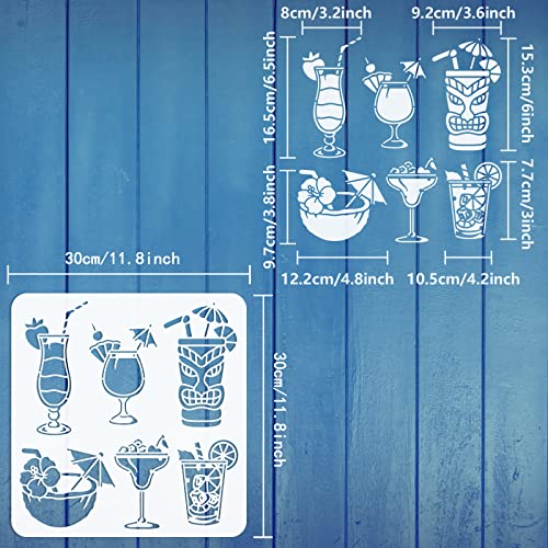 FINGERINSPIRE Tropical Drink Painting Stencil 30x30cm Reusable Summer Ice Drink Drawing Template DIY Art Summer Theme Stencil for Painting on Wall Wood - Image 2