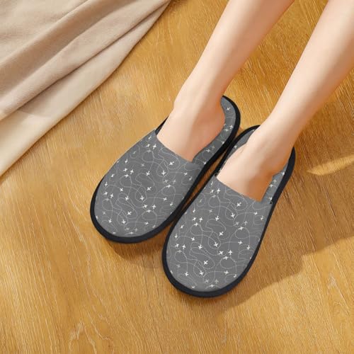 Airplane Routes Around The World Print House Slippers For Women And Men,Soft Slippers With Memory Foam,Non-Slip Indoor Home Shoes4