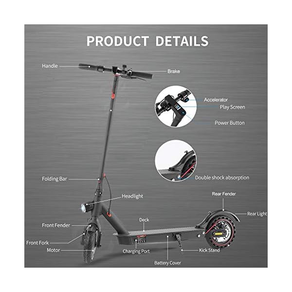 ZWHEEL Patinete eléctrico para Adulto E9D hasta 25km de autonomía, 25km/h - Imagen 3