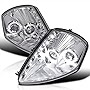 Spec-D Tuning SMD LED Dual Halo Chrome Housing Clear Lens Projector Headlights Compatible with 2000-2005 Mitsubishi Eclipse Left + Right Pair Headlamps Assembly