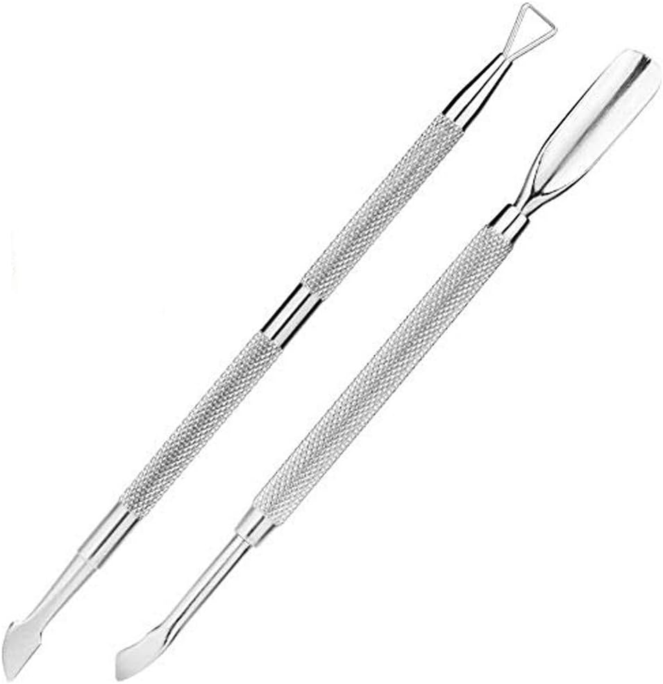 GOUTOO Manicure tool 2PCS Cuticle Pusher and Cutter Set Cuticle Nail Pusher Peeler Scraper (A)