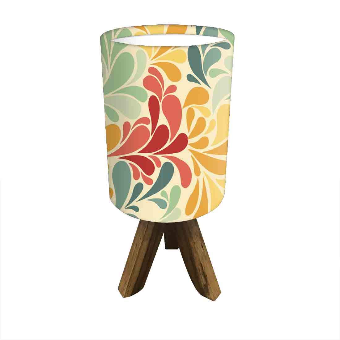 Nutcase Mini Teak Wood Retro Flower Bedside Table Lamp with Small Tripod (Multicolor) - Bulb Included 2