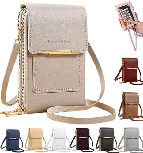 Innovelfun Anti-Theft Leather Bag,Small Crossbody Cell Phone Purse Wallet for Women,Touchscreen...