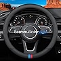 Deer Route Custom-Fit for Audi Steering Wheel Cover, Premium Leather Car Steering Wheel Cover with Logo, Non-Slip, Breathable, for Audi Accessories (D-Style,for Audi)
