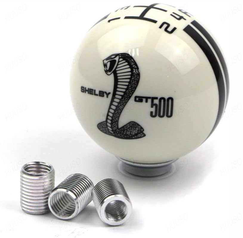 HUUSO 5 Speed Car Manual Transmission Gear Shift Knob Shelby GT-500 White and Black Compatible with Ford Figo Aspire (2015-2018)