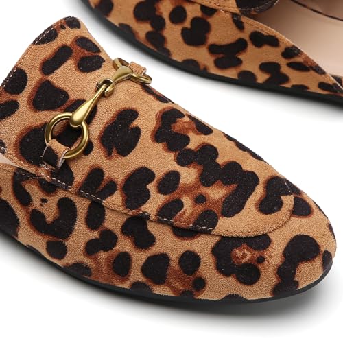 Image of Minorsu Buckle Mules for Women Flats Loafers Shoes for Work Office Business