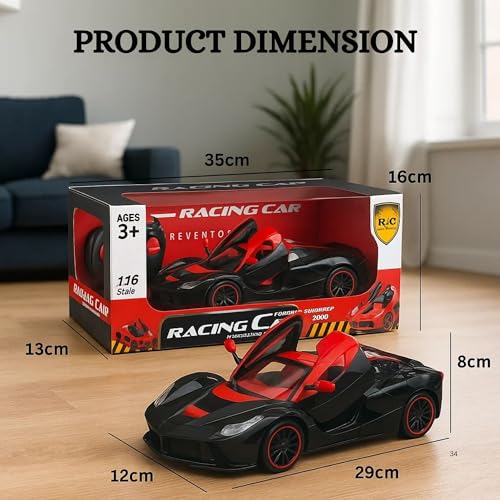 Image of GRAPHENE 1:16 Big Size Remote Control Car for Kids Rechargeable High Speed Racing Wall Car Toy Boy 3-10 Years Openable Door Super Sports RC Car with Led Light Realistic Miniature Model Vehicle Toy