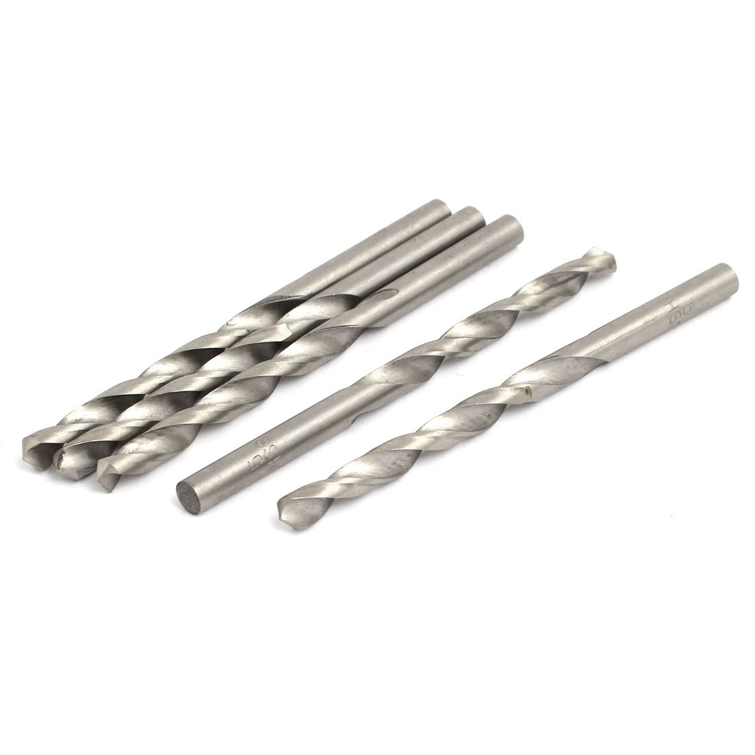 Aexit 5mm Dia Tool holder 84mm Length HSS Round drill hole Twist Drill Bit Silver Tone 5pcs Model:86as401qo551