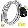Aekops 6 FT Propane Hose Adapter 1lb to 20lb Converter with Gauge, Stainless Steel Braided Buddy Heater Propane Hose Compatible with Portable Heaters, Tabletop Griddle, Coleman Stoves, Weber Q Grills