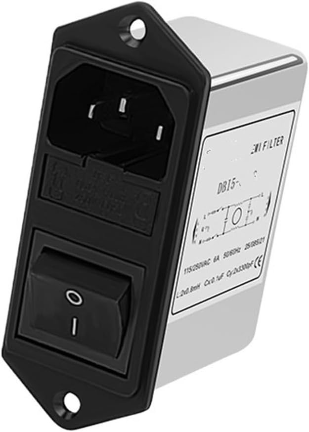 UPGENT 3-in-1-IEC Socket 220V Double Fuse with Switch EMI Power Supply Noise Filter (Size : DBI5-10A-S)