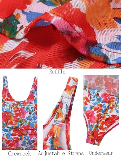 Image of CiCiBird Women One Piece Tummy Control Swimsuit Modest Swim Dress Bathing Suit Skirt Swimwear