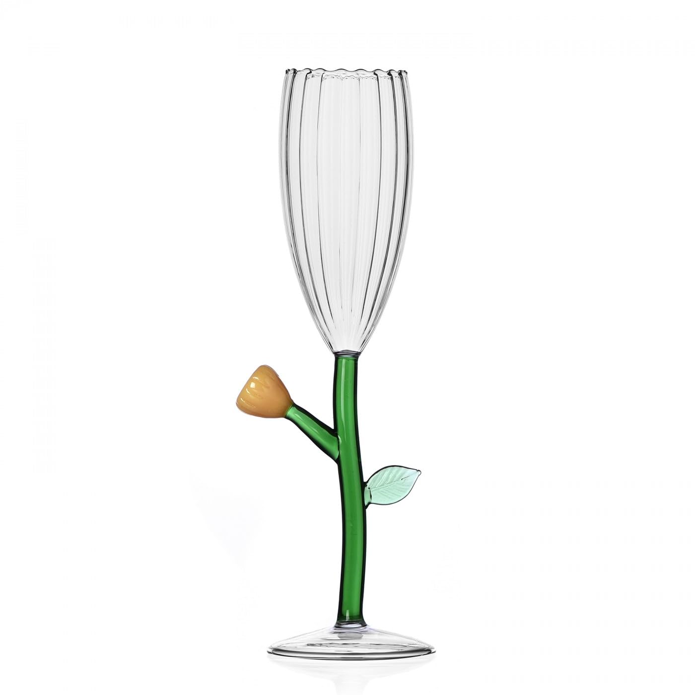 Flûte Optique Fleur Ambre Collection Botanica Ichendorf Milan en verre 16 cl