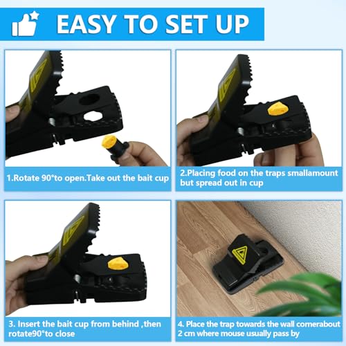 6 Stück Mausefalle, Wiederverwendbar Rattenfallen Schlagfallen, Professionelle Mausefalle Schlagfalle Mouse Trap Für Küche Haus Garten und Drinnen im Freien (10.5 * 6.5 * 5cm) – Bild 4