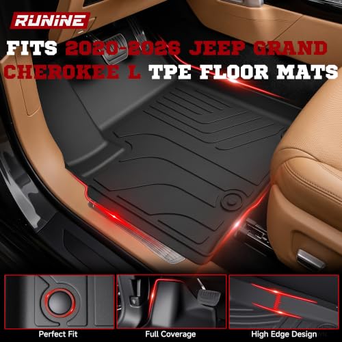 Image of Floor Mats Cargo Liner Fit for 2021-2026 Jeep Grand Cherokee L (Only for 6-Seater w /o 2nd Row Center Armrest), All Weather Car Floor Liners Trunk Cargo Liner Car Accessories