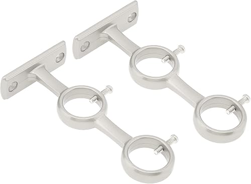 Miniatura 10 de Soporte doble para cortinero, 2 soportes resistentes para barra de cortina de 1 pulgada y 58 pulgadas, soporte de barra de pared para sala de estar,