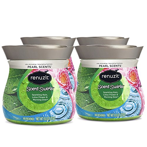 Renuzit Pearl Scents Air Freshener, Sparkling Rain, Lotus Flower & Morning Dew, 9 Ounces (4 Count)