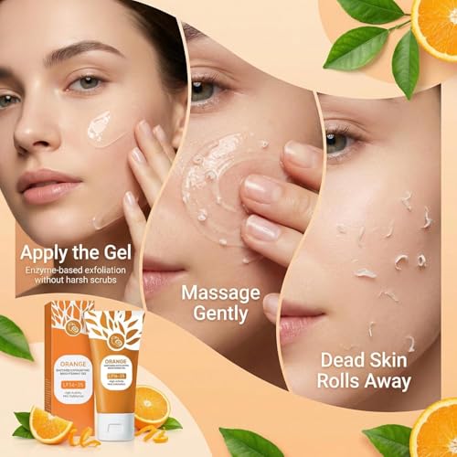 Image of Orange Enzyme Exfoliating & Brightening Gel for Face and Body | Gentle Peel Gel with Mild Exfoliation | Helps Remove Dead Skin, Tan & Dullness | For Smooth, Fresh Looking Skin (Pack of 1)