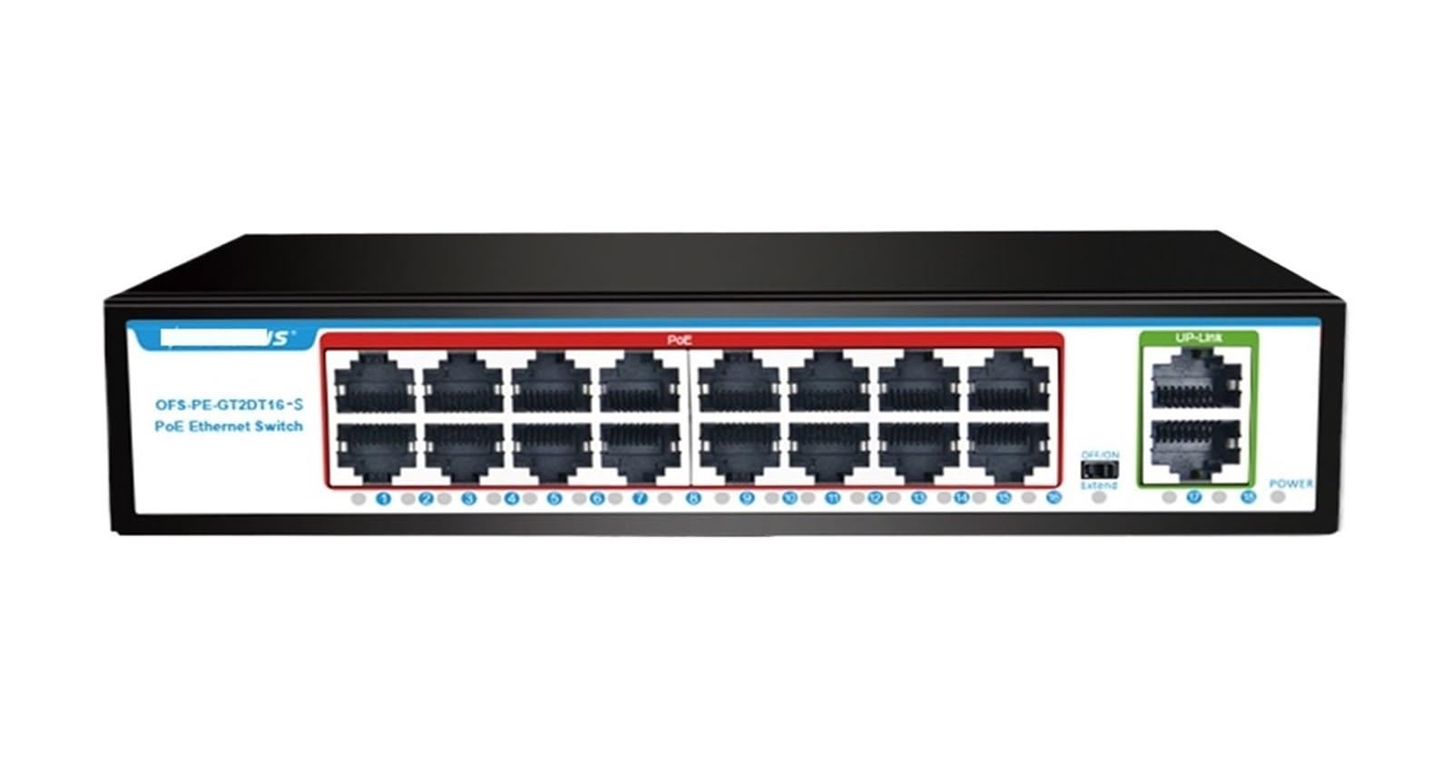 GIGABIT Commutateur PoE 16 ports PoE 48 V 15 W 30 W 802.3af 802.3at Ethernet répartiteur actif Ethernet pour caméra de vidéosurveillance Prise américaine 1000 m