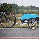 CXWXC Fahrradanhänger mit Stoßdämpfer - Großer Laderaum bis 120L, Tragkraft 40KG, Klappbarer Lastenanhänger mit Abdeckplane und Sicherheitsfahne - Perfekt für den täglichen Transport