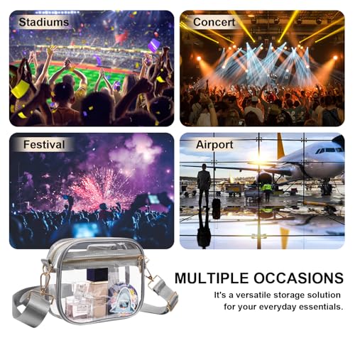 Image of Fibrdoo Clear Bag Stadium Approved, Leather Clear Crossbody Purse Bag for Concerts Sports Events Festivals