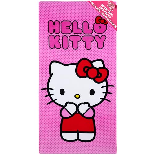 Hello Kitty Serviette de Bain Enfant Ado Femme 140x70cm Serviette à Séchage Rapide Absorbante Plage Piscine Kuromi Kawaii Anime Voyage Accessoires (Rose,...