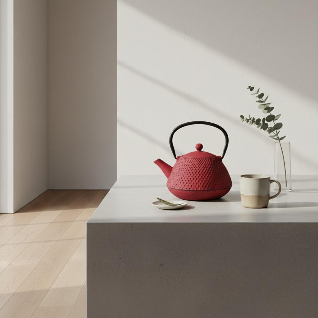 Tetera de Hierro Colado 0,8L Roja - Estilo Moderno