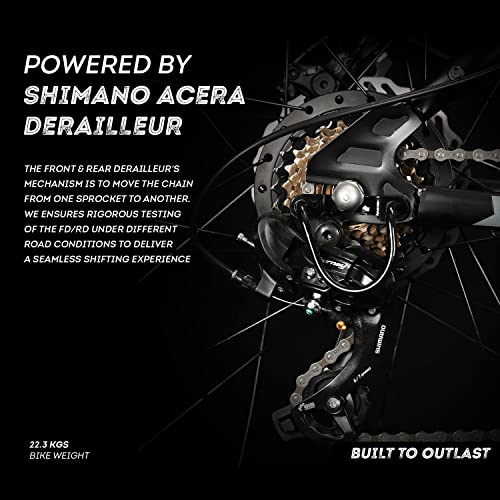 Image of Ninty One Meraki S7 27.5T 7 Speed Electri Cycle with Shimano Acera Gear - Black Grey