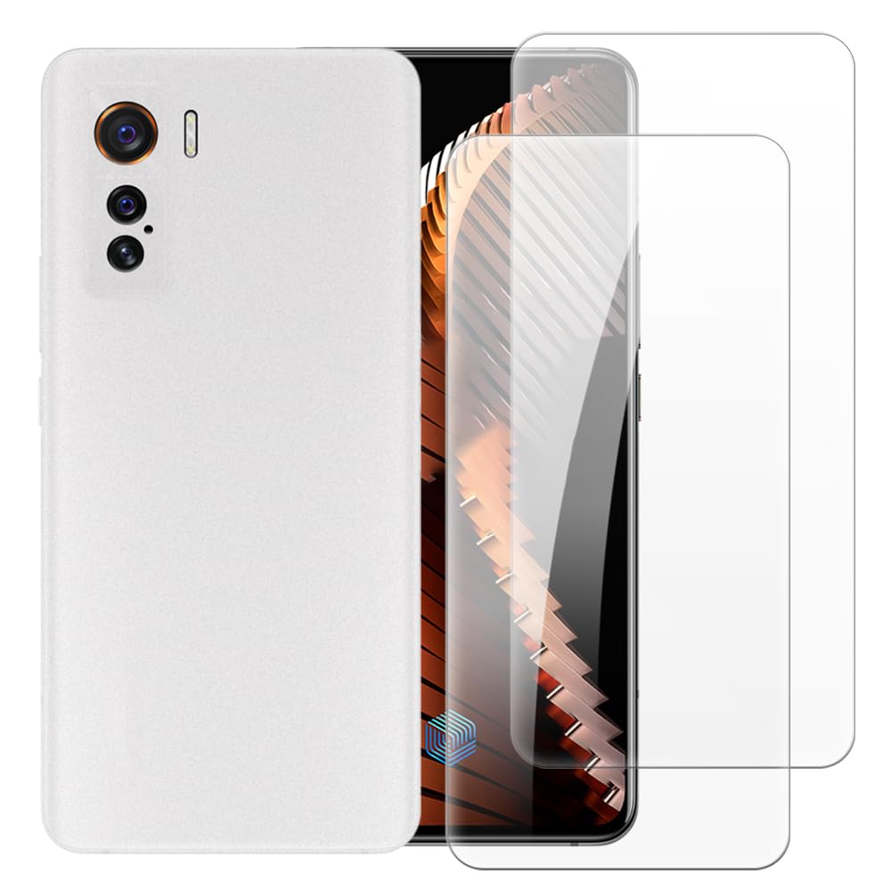 Case with 2 Pack Screen Protector Combo Compatible with Vivo iQOO 5 5G, Shockproof Cover and Tempered Glass Set for Full Body Safety(White)