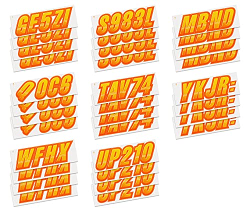 Image of STIFFIE Techtron Yellow /Orange 3 inch Boat & PWC Registration Decals • Numbers Letters Stickers