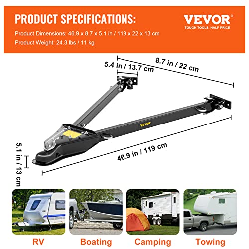 Vevor Tow Bar, 5000 Lbs Towing Capacity W/Chains #TOP6