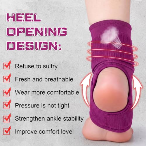 Image of Honoson 2 Pcs Ankle Brace Kid Ankle Support Youth Neoprene Lace up Compression Sleeve Foot Brace Stabilizer with Adjustable Strap for Sport Sprained Plantar Fasciitis Achilles Tendonitis(Rose Red,S)