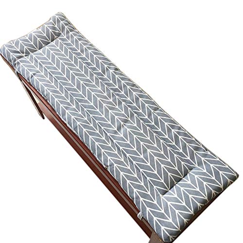LINGRUI - Cojín largo de banco con lazos de fijación, columpio de 2 ó 3 plazas, colchón de repuesto para asiento de viaje en interiores y exteriores, 2 cm de grosor, lavable, gris 120 x 35 cm