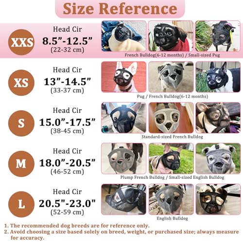 Image of Mayerzon Short Snout Dog Muzzle for French Bulldog with Full Pant Design to Prevent Eating Biting, Soft Mesh Dog Muzzle for Shih Tzu Pug English Bulldog for Grooming Walking, Allow to Drink and Feed