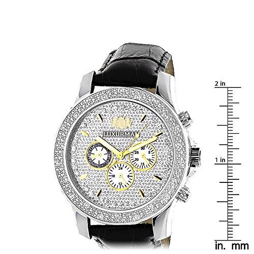 Luxurman Mens Diamond Watch 0.25Ct Leather Watch Band #TOP4