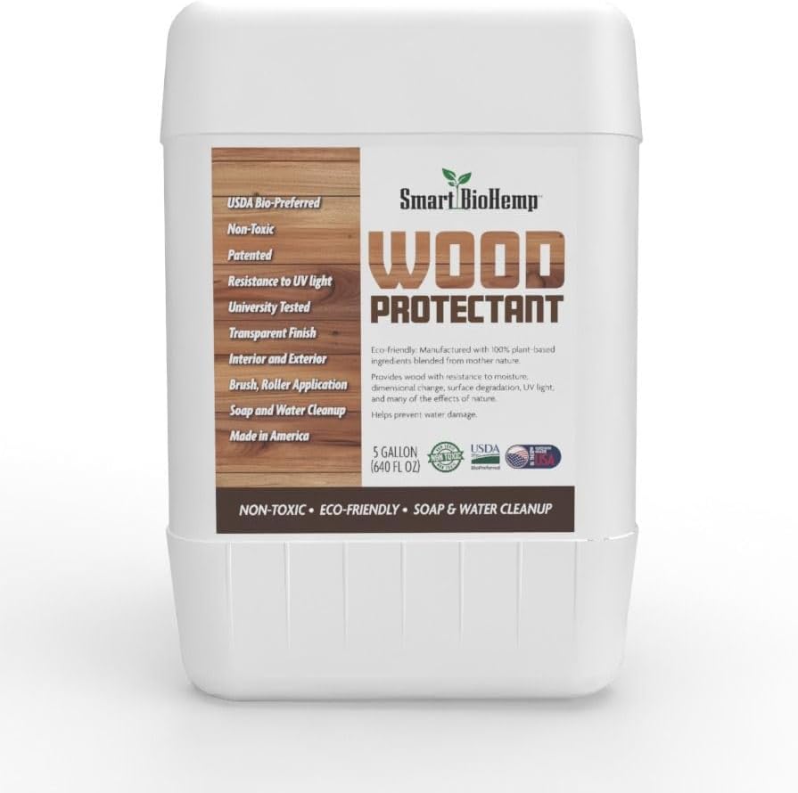 Plant-Powered 5-Gallon Wood Protectant, Protects Wood from Water & UV Rays, Penetrating Treatment for Outdoor and Indoor Furniture, Marine, and Decking, 1500-2000 Sq. Ft of Coverage