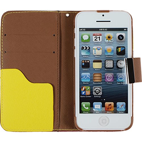PhoneNatic Kunst-Lederhülle kompatibel mit Apple iPhone 5c - Wallet Design:03 + 2 Schutzfolien