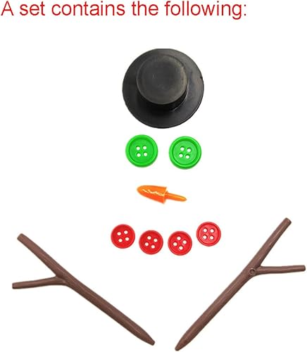Miniatura 4 de 20 juegos de manualidades de muñeco de nieve, kits de suministros de bricolaje, botones de nariz de zanahoria, mini sombreros negros, botones de