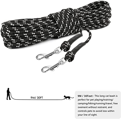 RANYPET Reflektierende Lange Leine für Katzen 9M/30FT Entfliehungssichere Laufleine Hof Lange Leine Langlebige Sichere Verlängerungsleine für Kätzchen, Welpen, Kaninchen und Kleintiere